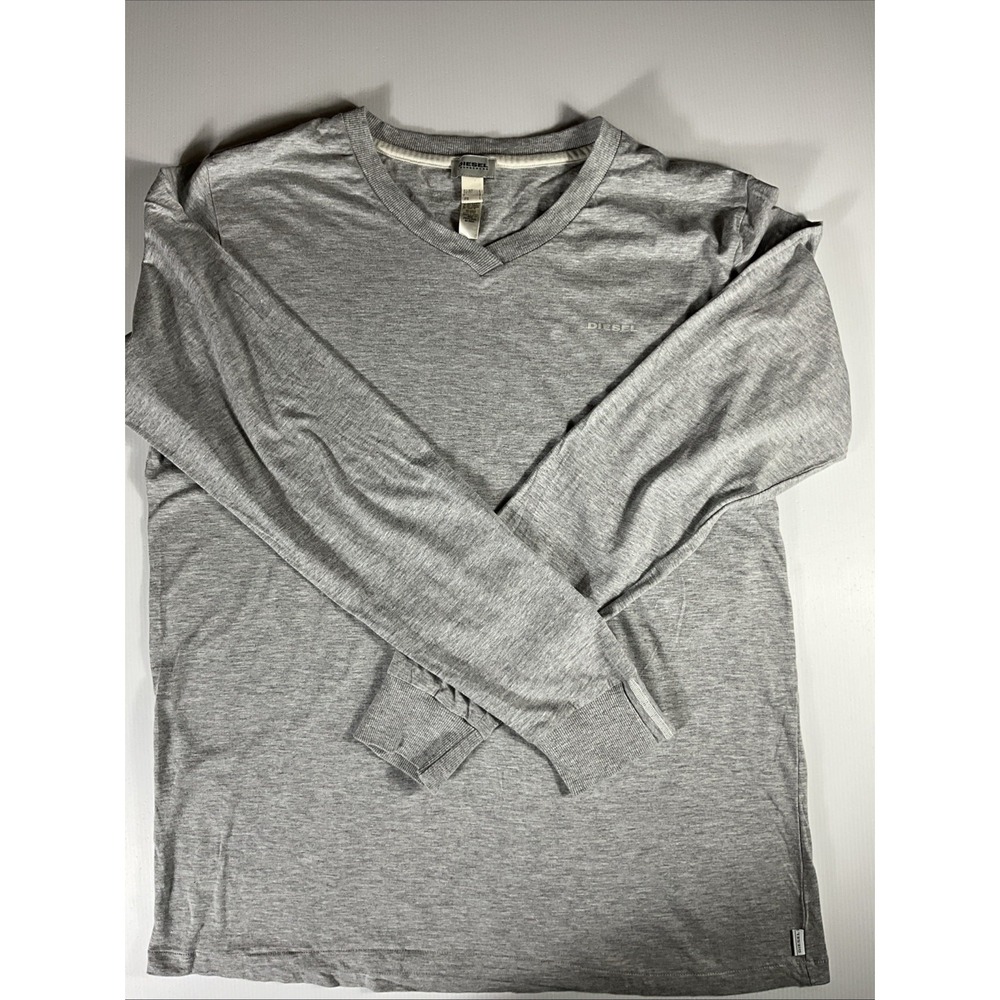 Diesel Loungewear Men's Medium Gray Long Sleeve V-Neck Cotton Shirt